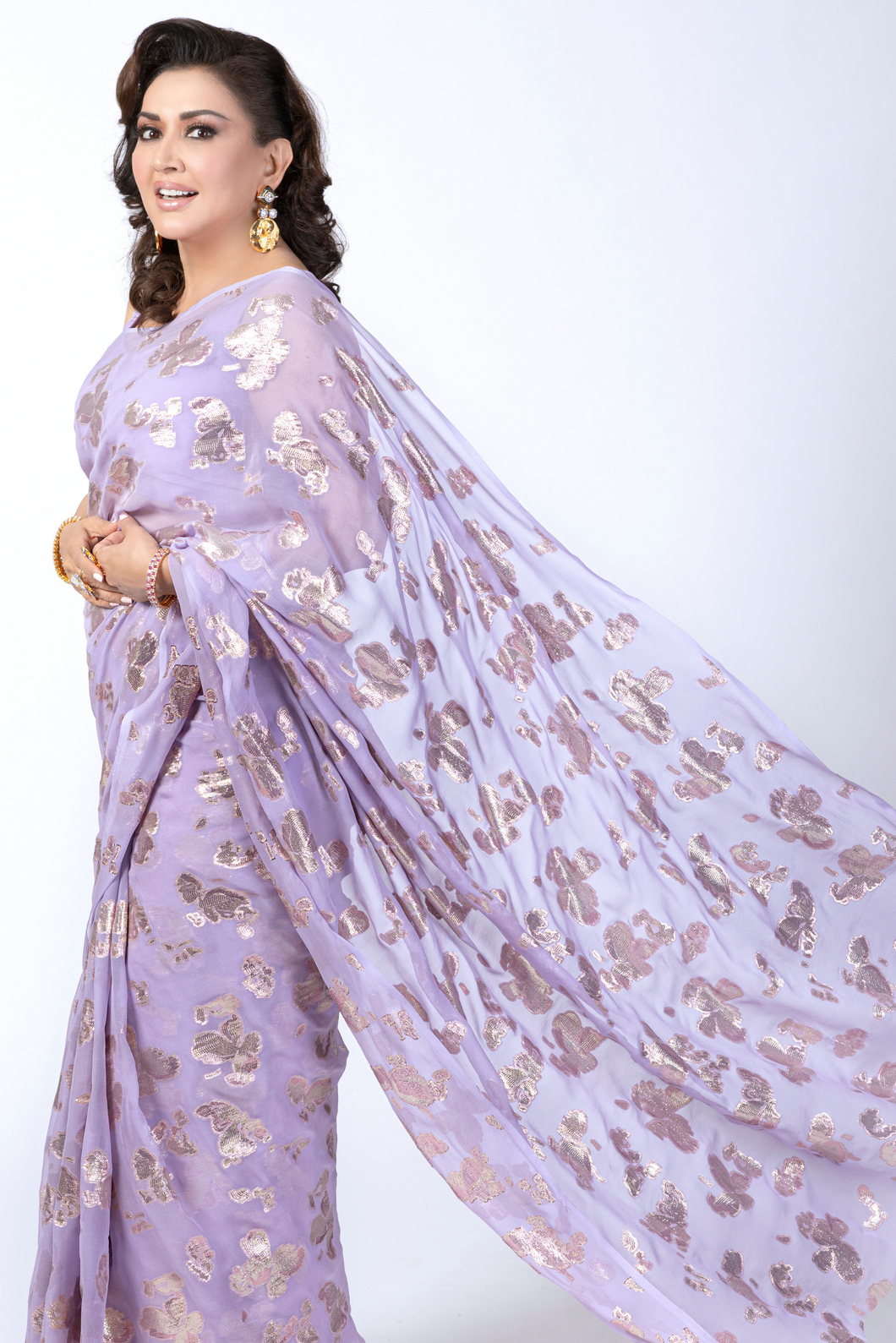 Noor Shimmer | Lilac Chiffon Sari