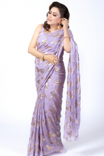 Load image into Gallery viewer, Noor Shimmer | Lilac Chiffon Sari
