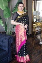 Load image into Gallery viewer, Calla Lily | Black &amp; Gold Sari
