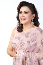 Load image into Gallery viewer, Noor Shimmer | Blush Chiffon Sari
